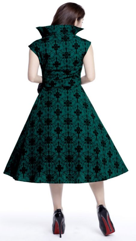 ROCKY GREEN - 50er Rockabilly Kleid mit Kragen - grn/schwarz